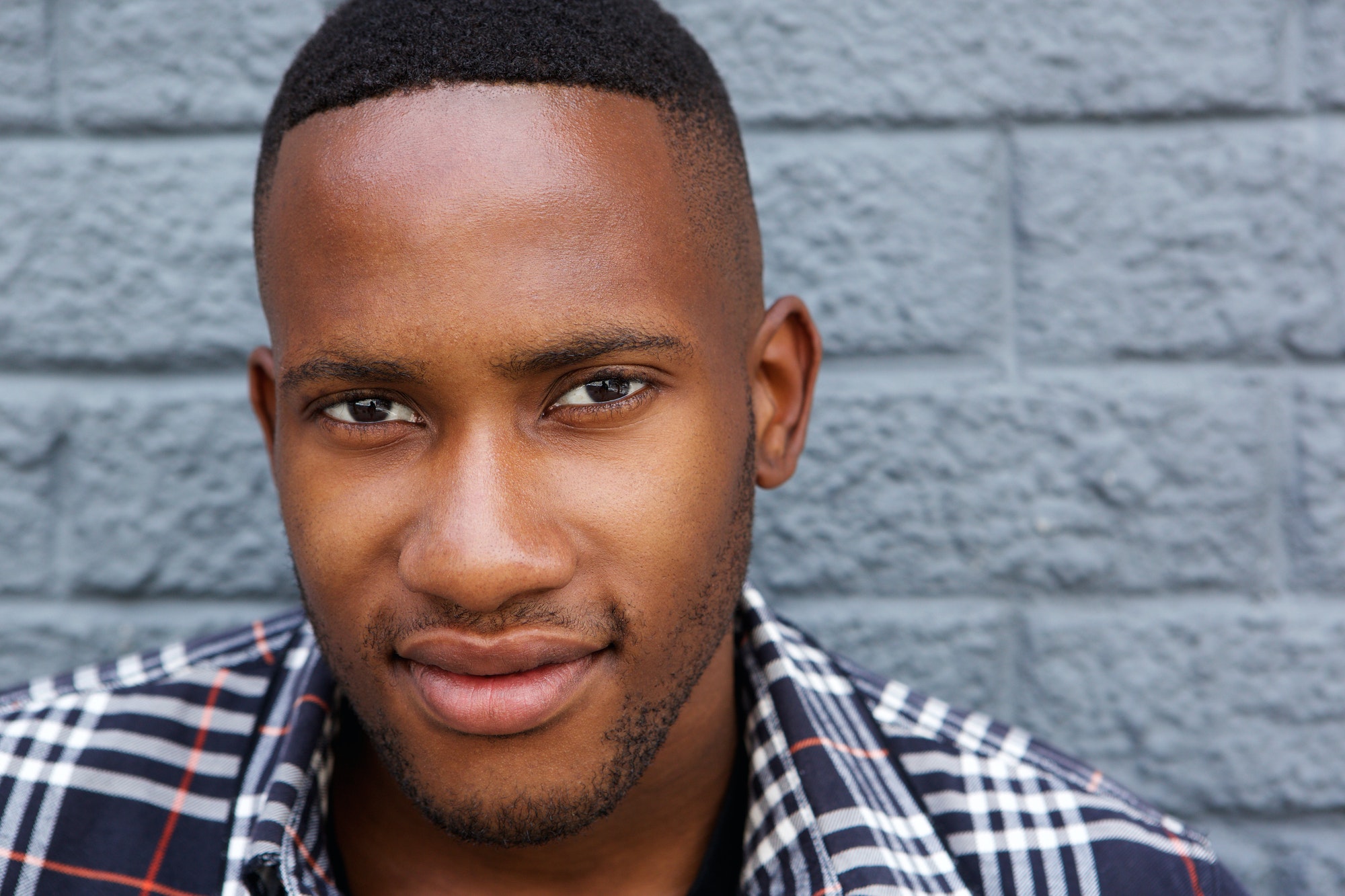 Close up of a young black man